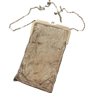 Vintage Whiting & Davis Silver Mesh Bag With Chain